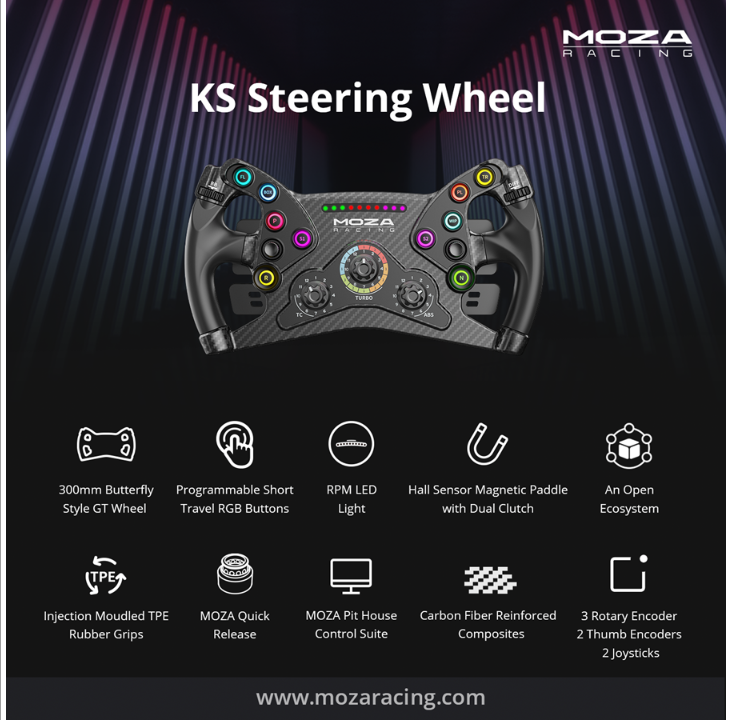 Moza Racing MOZA KS Formula Steering Wheel - 300mm butterfly style - Wheel - PC