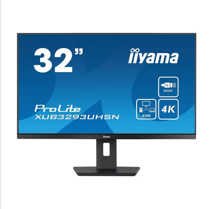 32" iiyama ProLite XUB3293UHSN-B5 - 3840x2160 - IPS - 65W USB HUB - KVM Switch - 4 ms - Screen