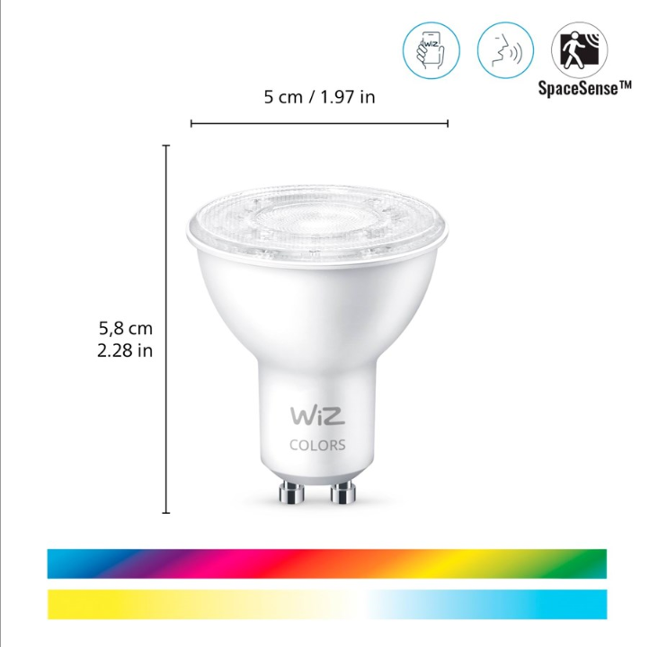 WiZ Spotlight 4.7W GU10, Color & Tunable White, Wi-Fi, 3-pack