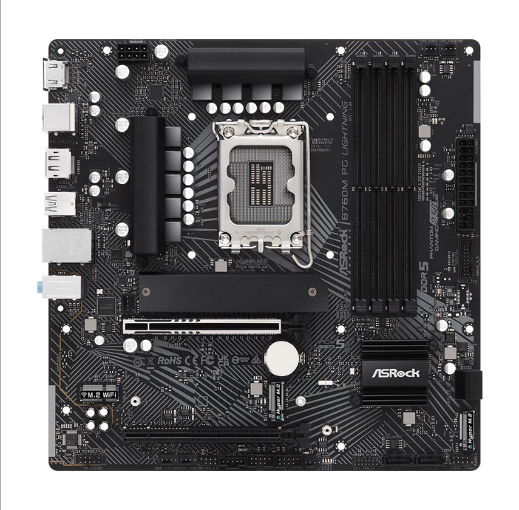 ASRock B760M PG LIGHTNING Motherboard - Intel B760 - Intel LGA1700 socket - DDR5 RAM - Micro-ATX