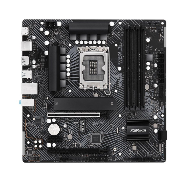 ASRock B760M PG LIGHTNING/D4 Motherboard - Intel B760 - Intel LGA1700 socket - DDR4 RAM - Micro-ATX