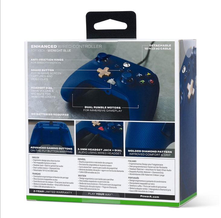 PowerA Enhanced Wired Controller for Xbox Series X|S - Midnight bl? - Gamepad - Microsoft Xbox One X