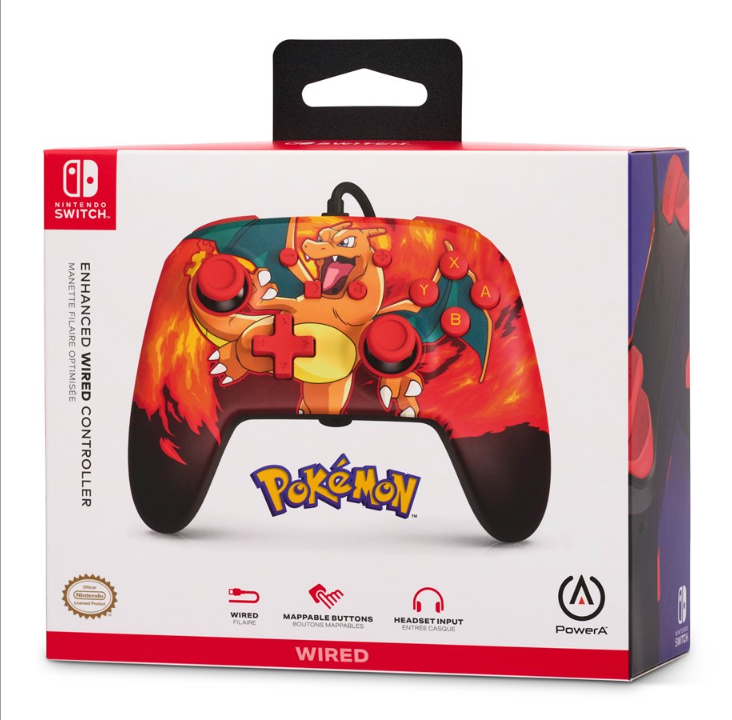 PowerA Enhanced Wired Controller for Nintendo Switch - Charizard Vortex - Gamepad - Nintendo Switch