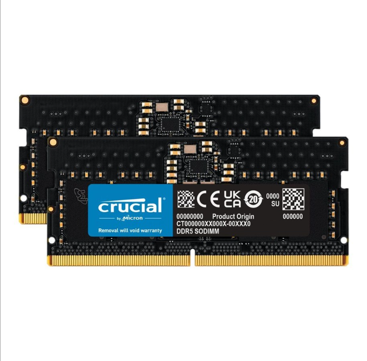 Crucial - DDR5 - مجموعة - 16 جيجابايت: 2 × 8 جيجابايت - SO-DIMM 262-pin - 5200 ميجاهرتز / PC5-41600