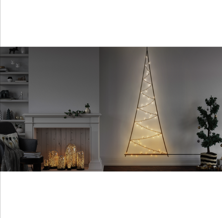 Twinkly Light Tree - 门装人造树，配有 70 个 RGB + 暖白色 LED。 2米。黑线。