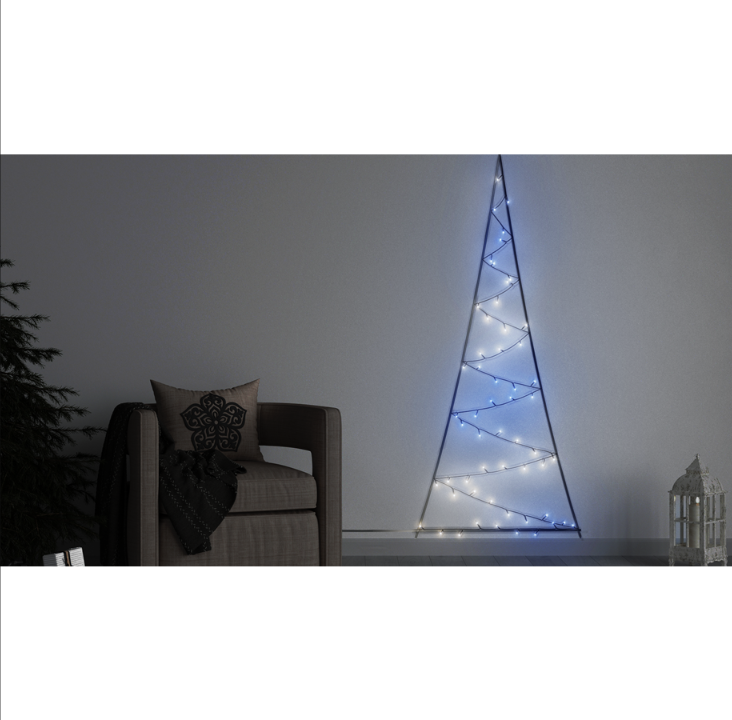 Twinkly Light Tree - Door Mounting Artificial Tree with 70 RGB + Warm White LEDs. 2 Meters. Black Wire.