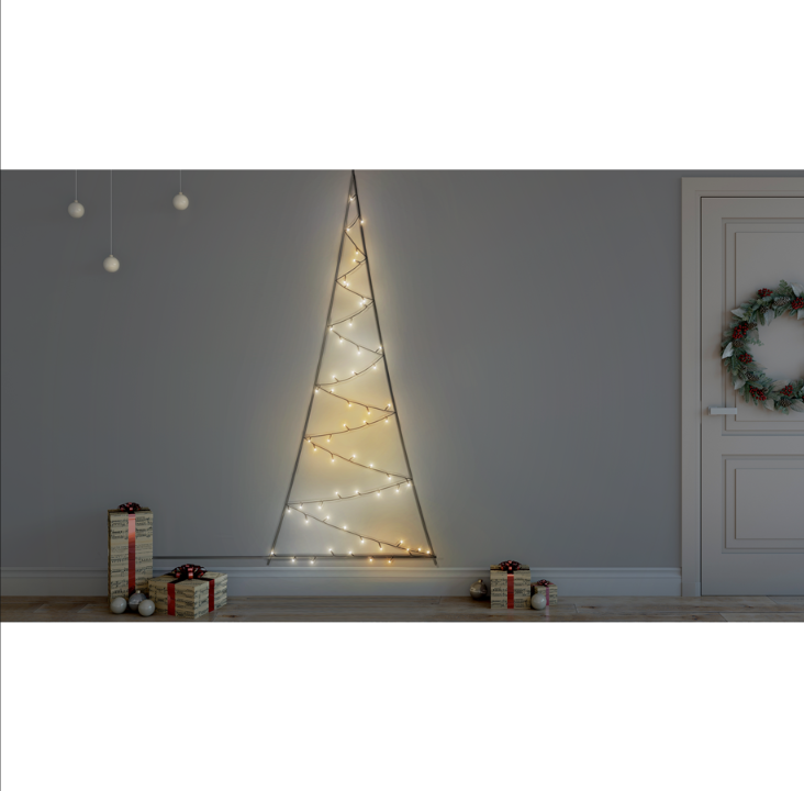 Twinkly Light Tree - Door Mounting Artificial Tree with 70 RGB + Warm White LEDs. 2 Meters. Black Wire.