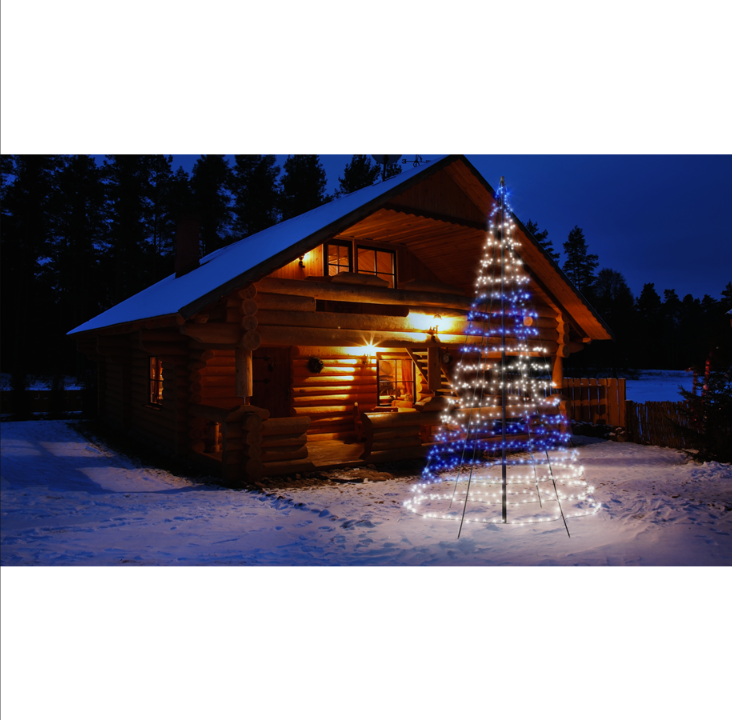 Twinkly Light Tree - 4 Meters Flag-pole Tree with 750 RGB + Warm White LEDs. Black Wire. Pole Included.