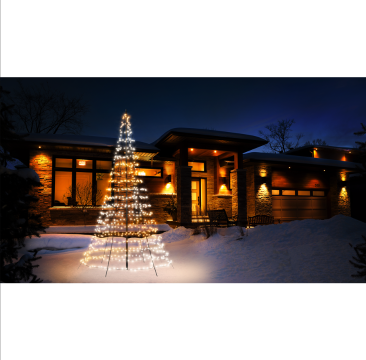Twinkly Light Tree - 4 Meters Flag-pole Tree with 750 RGB + Warm White LEDs. Black Wire. Pole Included.