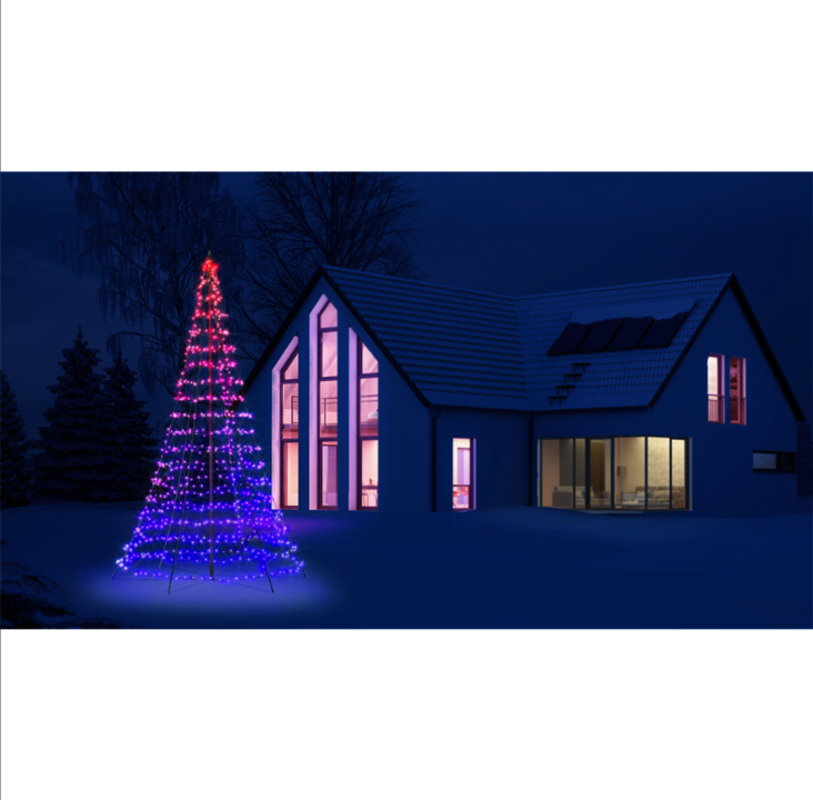 Twinkly Light Tree - 4 Meters Flag-pole Tree with 750 RGB + Warm White LEDs. Black Wire. Pole Included.