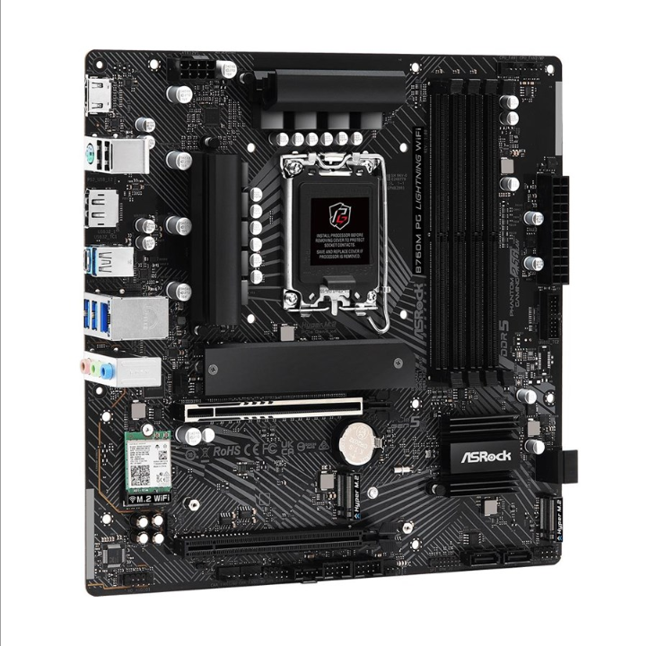 ASRock B760M PG LIGHTNING WIFI Motherboard - Intel B760 - Intel LGA1700 socket - DDR5 RAM - Micro-ATX