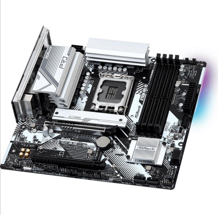 اللوحة الأم ASRock B760M PRO RS - Intel B760 - مقبس Intel LGA1700 - ذاكرة الوصول العشوائي DDR5 - Micro-ATX