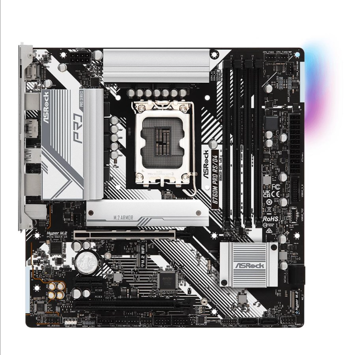 ASRock B760M PRO RS/D4 Motherboard - Intel B760 - Intel LGA1700 socket - DDR4 RAM - Micro-ATX