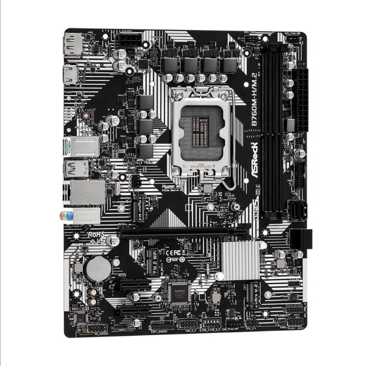 ASRock B760M-H/M.2 Motherboard - Intel B760 - Intel LGA1700 socket - DDR5 RAM - Micro-ATX