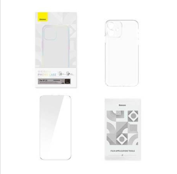 Baseus Crystal Series for iPhone 11 (clear) + tempered glass + cleaning kit