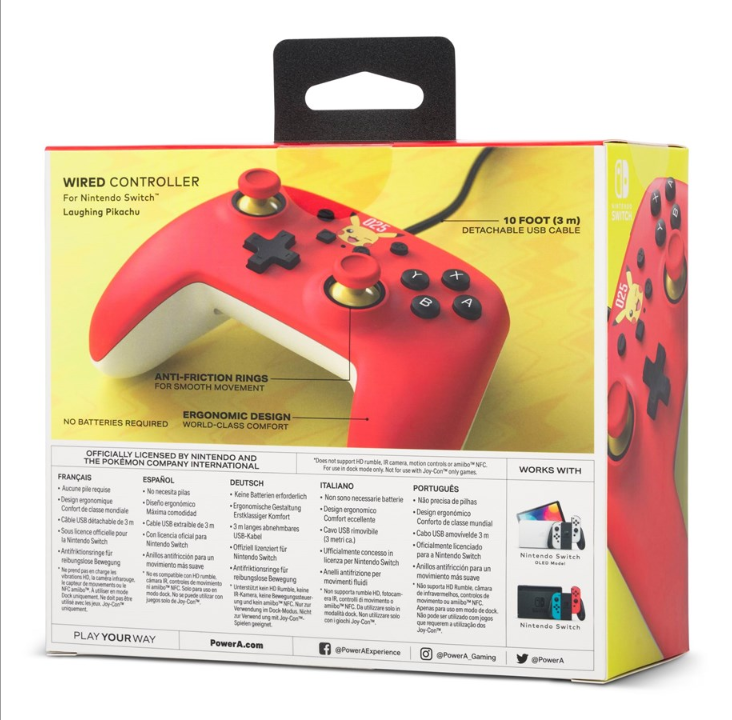 PowerA wired controller for Nintendo Switch - Laughing Pikachu - Gamepad - Nintendo Switch