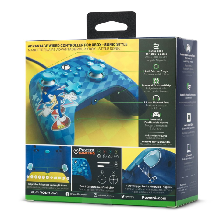 PowerA Advantage，带电源线的 Xbox Series X|S 控制器 - 索尼克风格