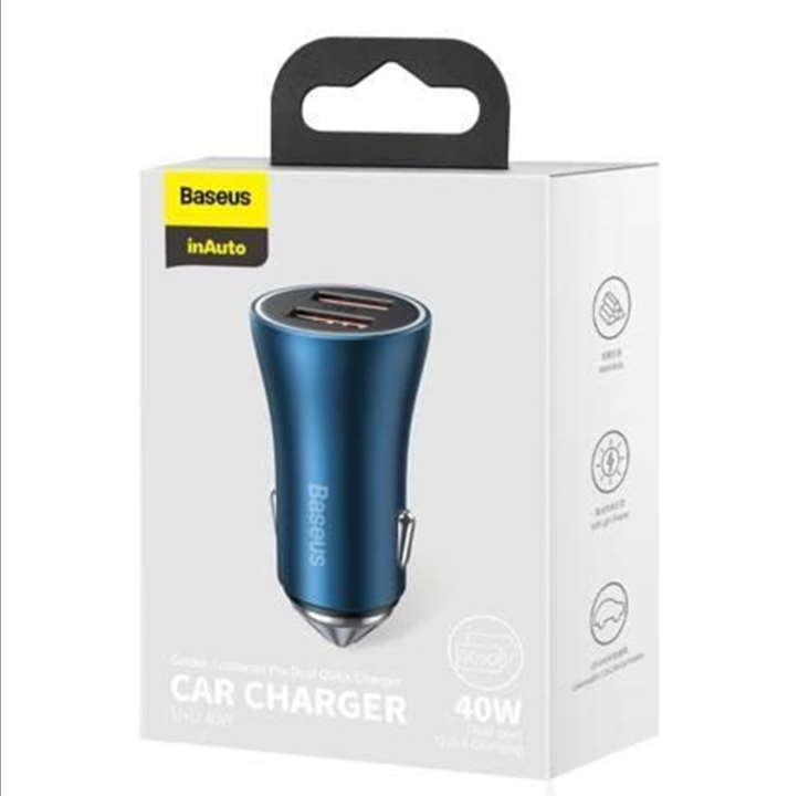 Baseus Golden Contactor Pro car charger 2x USB 40W (blue)