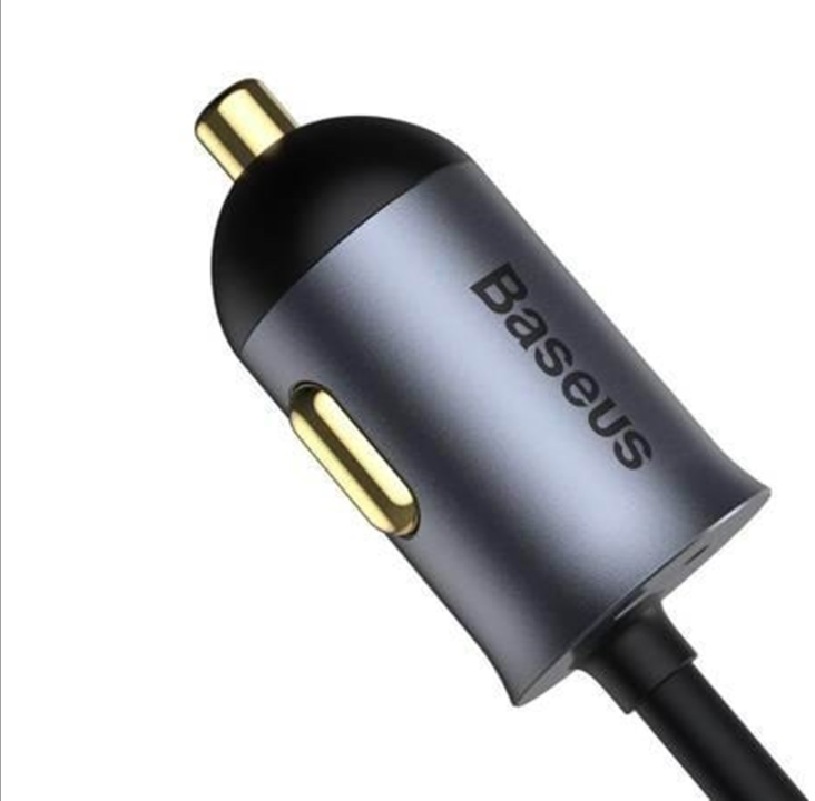 شاحن سيارة Baseus شارك مع سلك التمديد 2x USB 2x USB-C 120W (رمادي)