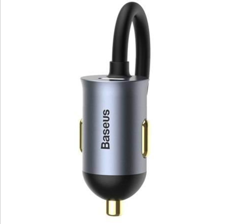 Baseus Car charger Share Together with extension cord 2x USB 2x USB-C 120W (grey)