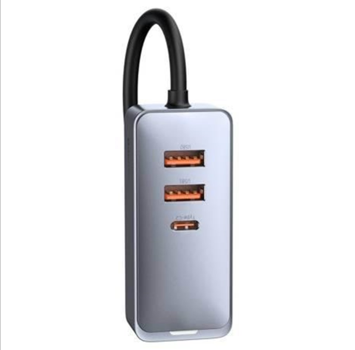 Baseus Car charger Share Together with extension cord 2x USB 2x USB-C 120W (grey)