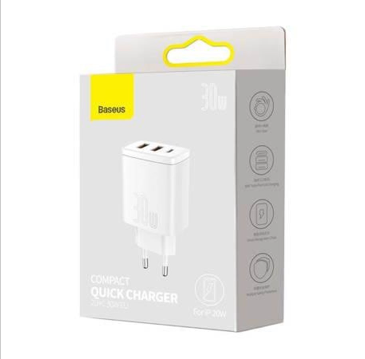 Baseus Compact Quick Charger 2xUSB USB-C PD 3A