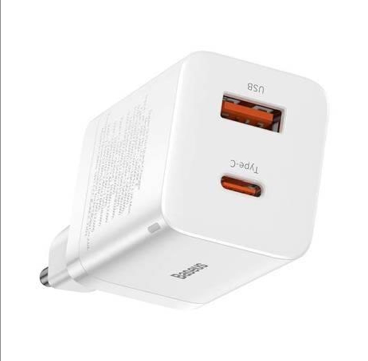 Baseus Super Si Pro Quick Charger USB + USB-C 30W (white)