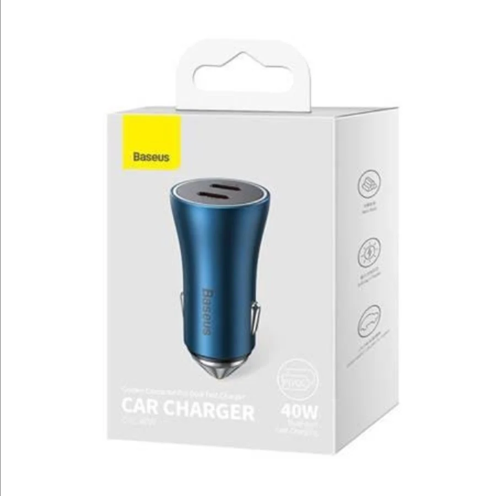 Baseus Golden Contactor Pro car charger 2x USB-C 40W (blue)