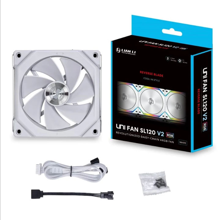 Lian Li UNI FAN SL V2 Reverse 120 - White - Chassis fan - 120mm - White with RGB light