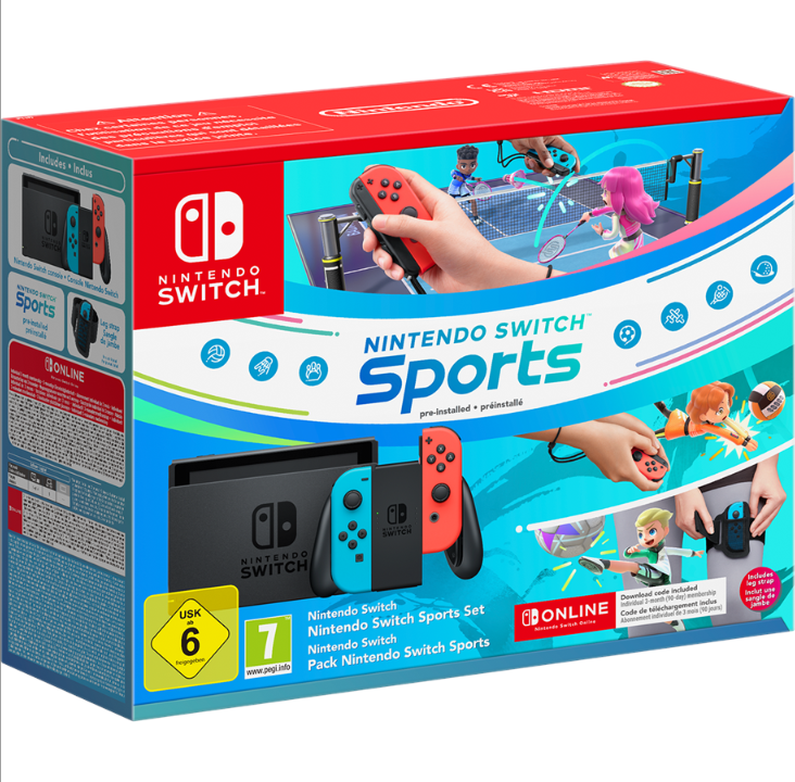 Nintendo Switch with Neon Blue and Neon Red Joy-Con with Switch Sports Bundle