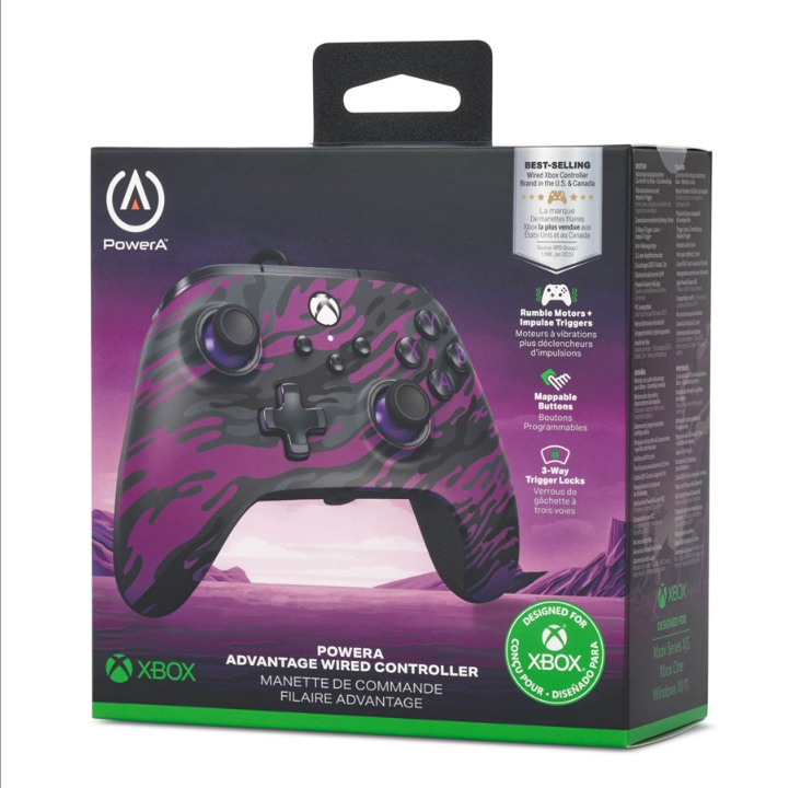 PowerA Advantage Wired Controller for Xbox Series X|S - Purple Camouflage - Gamepad - Microsoft Xbox Series S