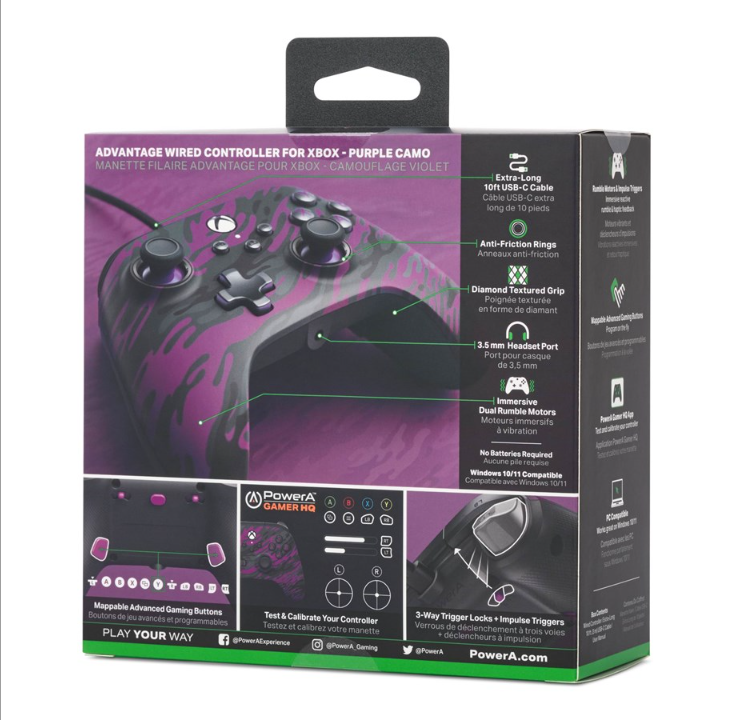 PowerA Advantage Wired Controller for Xbox Series X|S - Purple Camouflage - Gamepad - Microsoft Xbox Series S