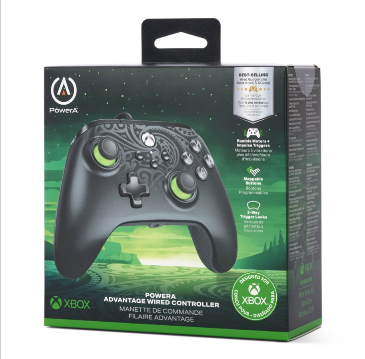 PowerA Advantage，适用于 Xbox Series X|S 的带线控制器 - 太空绿 - 游戏手柄 - Nintendo Switch