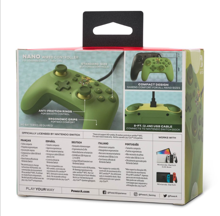 PowerA The wired controller Nano for Nintendo Switch - Toon Link - Gamepad - Nintendo Switch