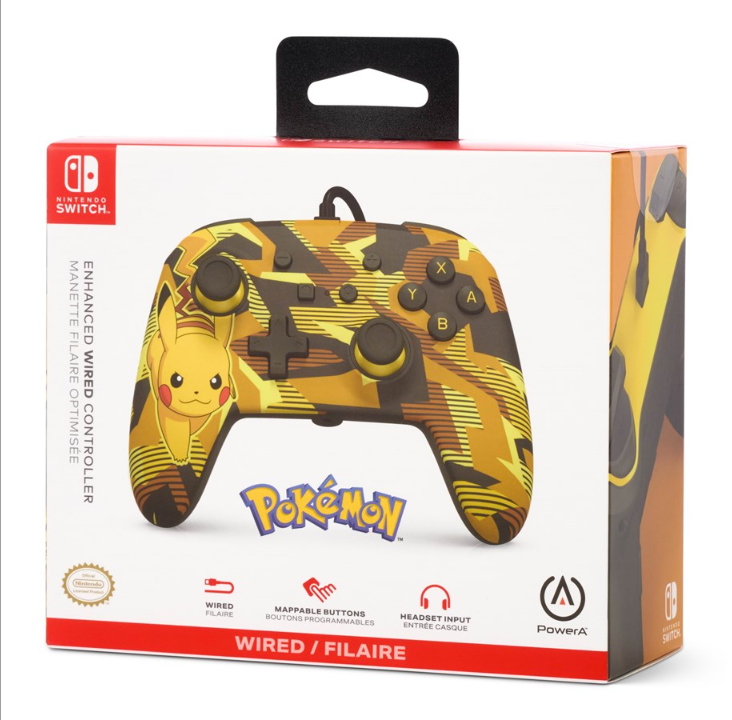 PowerA Enhanced Wired Controller for Nintendo Switch Camo Storm Pikachu - Gamepad - Nintendo Switch