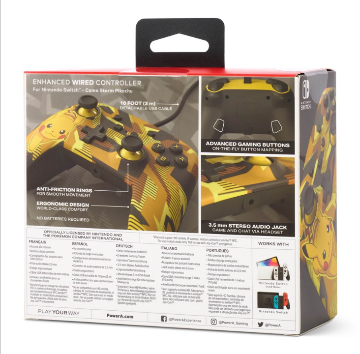 PowerA Enhanced Wired Controller for Nintendo Switch Camo Storm Pikachu - Gamepad - Nintendo Switch