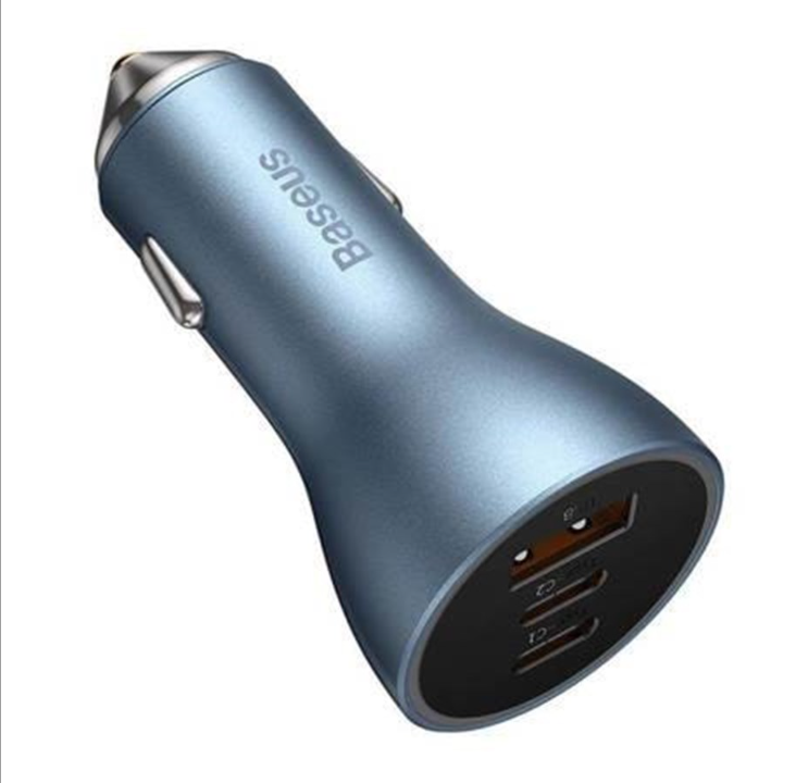 Baseus Car charger Golden Contactor Pro 2x USB-C 1x USB 65W (blue)