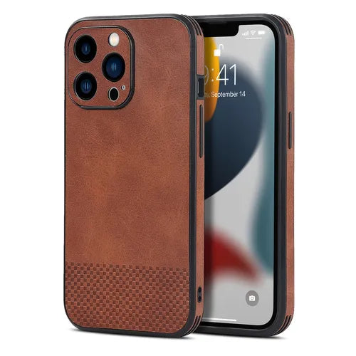 Luxury Brown Leather Shockproof Phone Case For,iPhone14/14Plus/14Pro/14ProMax ,iPhone13/13Mini/13Pro/13ProMax ,iPhone12/12Mini/12Pro/12ProMax, ,iPhone11/11Pro/11Pro Max