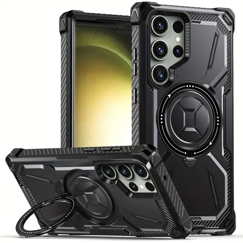 For Samsung Galaxy S23 S22 S21 Ultra S23 Plus Case Metal Kickstand Magnetic Case , Heavy Duty Bumper Shockproof Phone Case