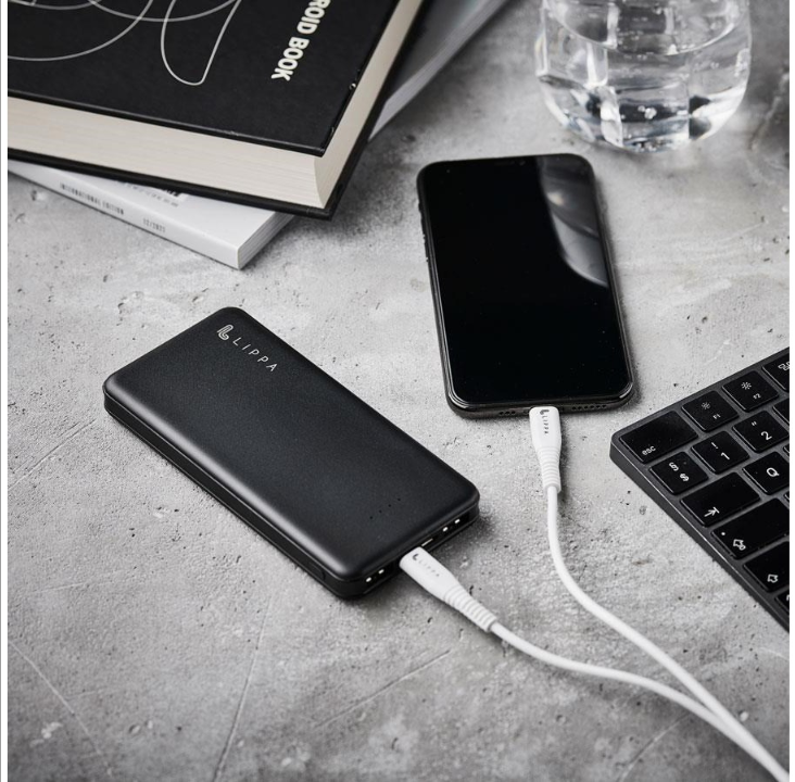 Lippa 10.000 mAh Powerbank 2 x USB-A Output - Black PowerBank - Svart - 10000 mAh