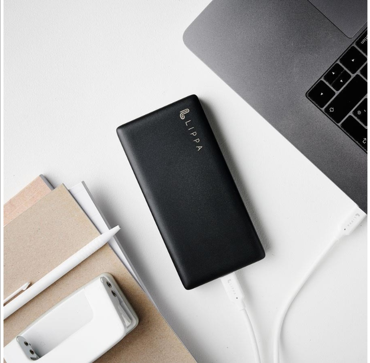 Lippa 20.000 mAh Powerbank 18W USB-C PD & 2 x QC USB-A Output - Black PowerBank - Svart - 20000 Ah