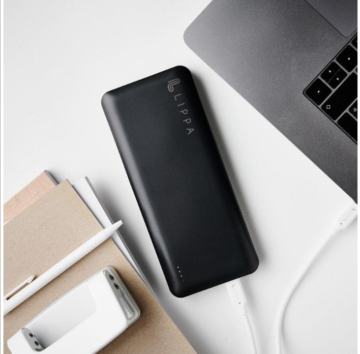 Lippa 26.800 mAh Powerbank 60W USB-C PD & QC USB-A Output - Black PowerBank - Svart - 26800 mAh