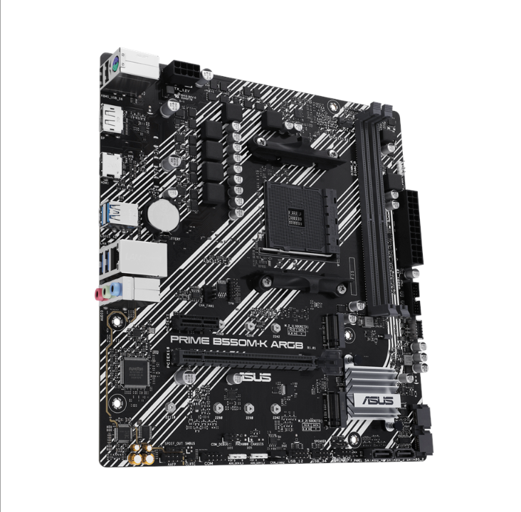 اللوحة الأم ASUS PRIME B550M-K ARGB - AMD B550 - مقبس AMD AM4 - ذاكرة الوصول العشوائي DDR4 - Micro-ATX