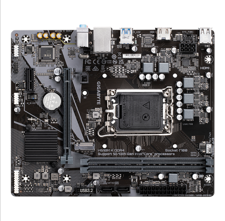 GIGABYTE H610M K DDR4 Motherboard - Intel H610 - Intel LGA1700 socket - DDR4 RAM - Micro-ATX