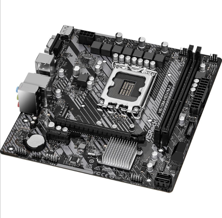 اللوحة الأم ASRock H610M-HDV/M.2 R2.0 - Intel H610 - مقبس Intel LGA1700 - ذاكرة الوصول العشوائي DDR4 - Micro-ATX