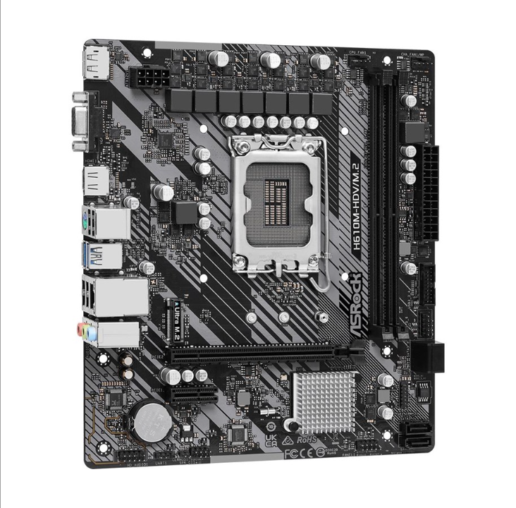 اللوحة الأم ASRock H610M-HDV/M.2 R2.0 - Intel H610 - مقبس Intel LGA1700 - ذاكرة الوصول العشوائي DDR4 - Micro-ATX