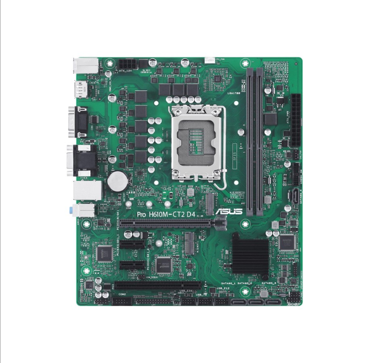 ASUS PRO H610M-CT2 D4-CSM Motherboard - Intel H610 - Intel LGA1700 socket - DDR4 RAM - Micro-ATX
