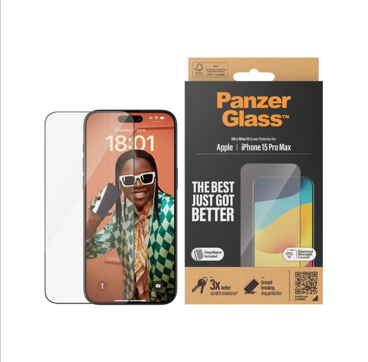 PanzerGlass - screen protector for mobile phone - ultra-wide fit with EasyAligner