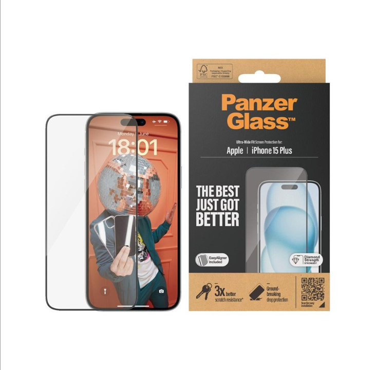 PanzerGlass - screen protector for mobile phone - ultra-wide fit with EasyAligner