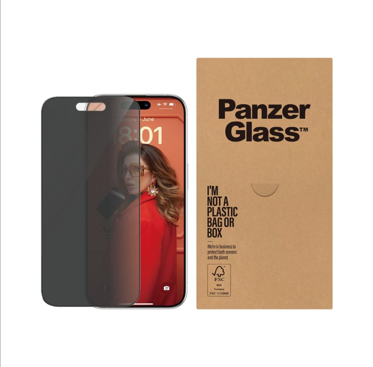 PanzerGlass Privacy - screen protector for mobile phone - ultra-wide fit with EasyAligner